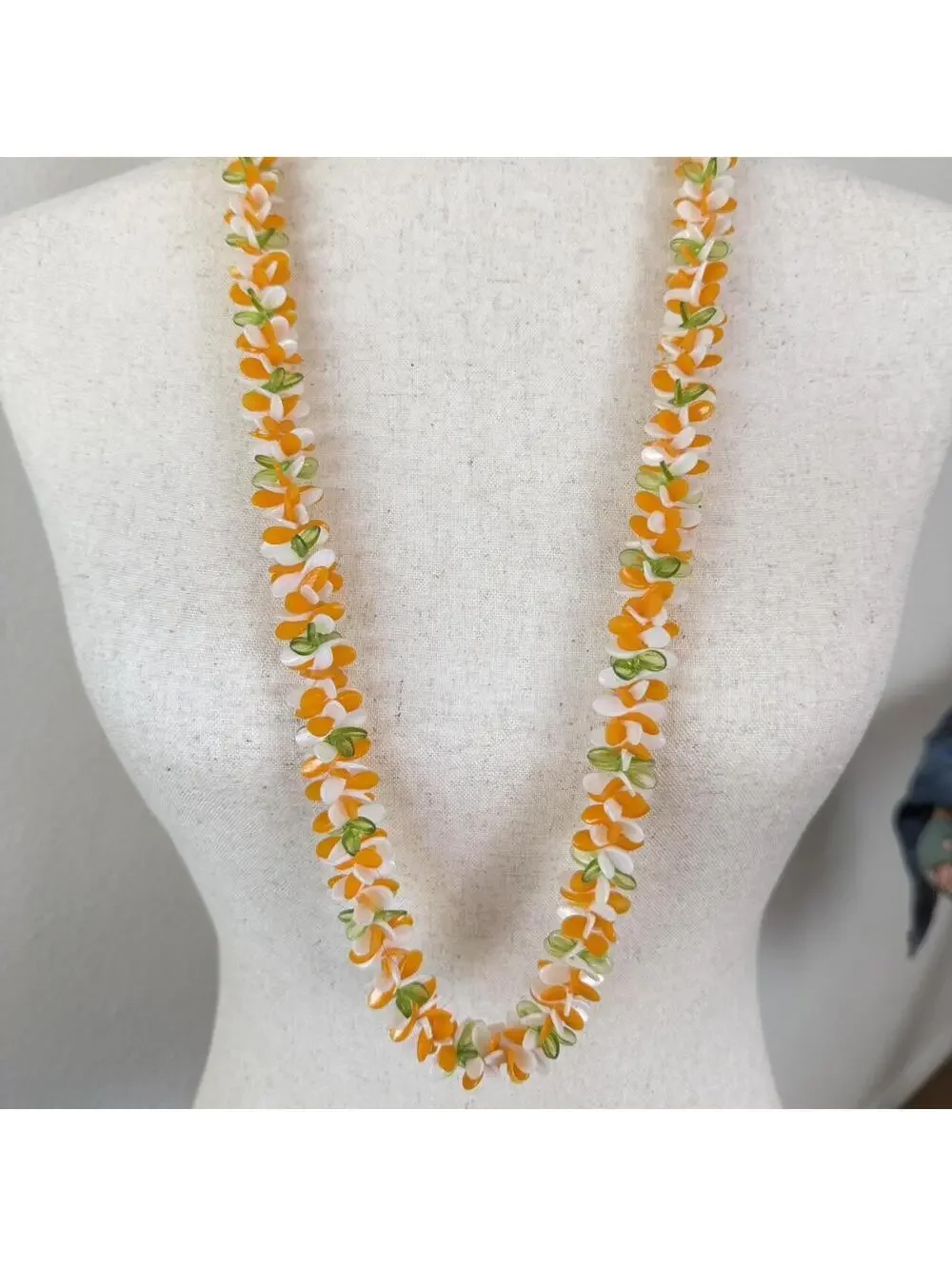 Vintage Orange Sherbet Lei Necklace + Bracelet Set